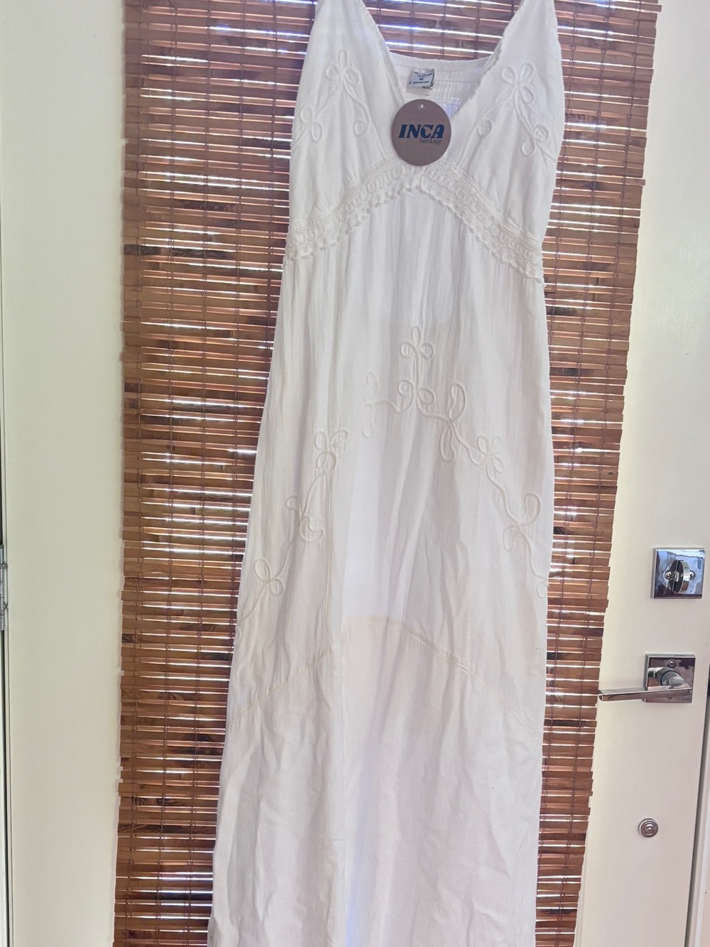 INC International Concepts White Embroidered Maxi Dress 100% cotton never worn!